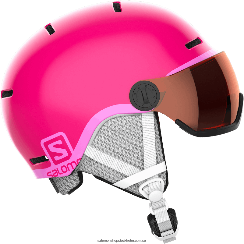 Salomon glänsande/rosa junior - barnhjälm - grom visir T82RP1389