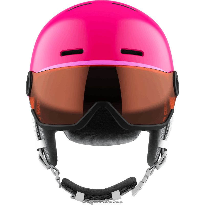 Salomon glänsande/rosa junior - barnhjälm - grom visir T82RP1389