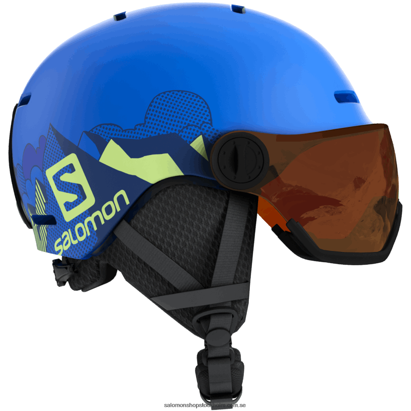 Salomon popblå matta junior - barnhjälm - grom visir T82RP1391