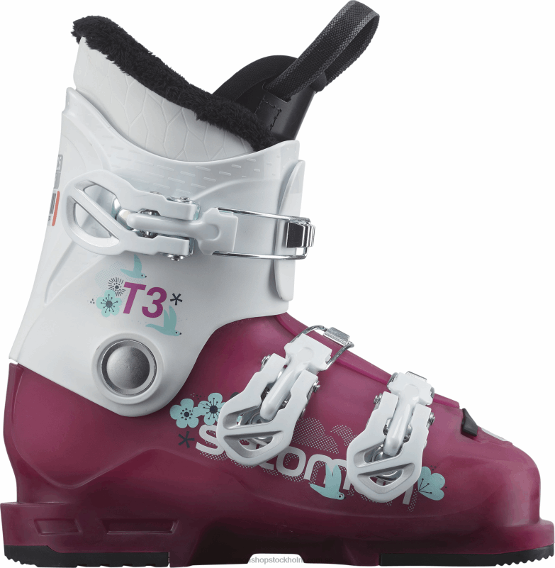 Salomon rosviolett genomskinlig/vit junior - barnstövlar i pist - t3 rt tjejig T82RP1424