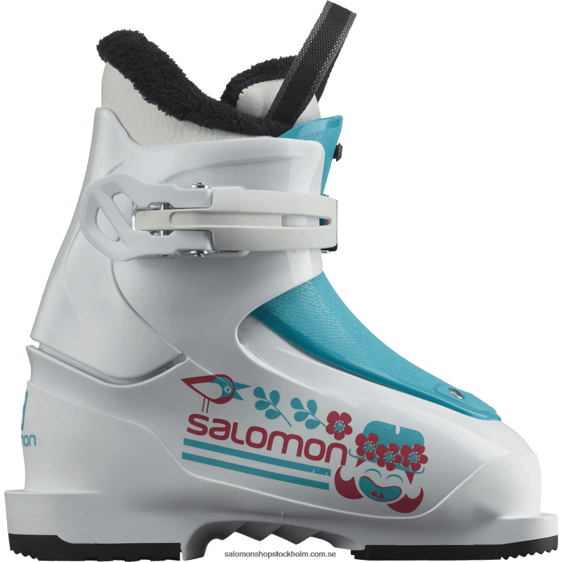 Salomon vit/scubablå junior - barnstövlar i pist - t1 tjejig T82RP1426