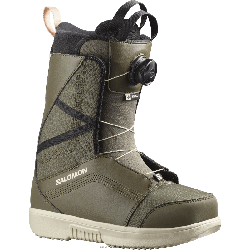Salomon armégrön-x/regnig dag/svart snowboardstövlar för kvinnor - scarlet boa T82RP1315