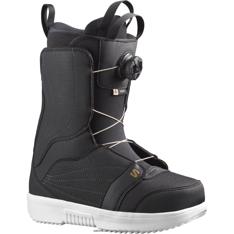 Salomon svart/vit/guld snowboardstövlar för kvinnor - pearl boa T82RP1319