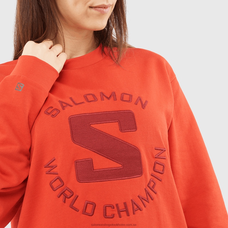 Salomon aura orange damtröja med crewneck - outlife logotyp sommar T82RP875
