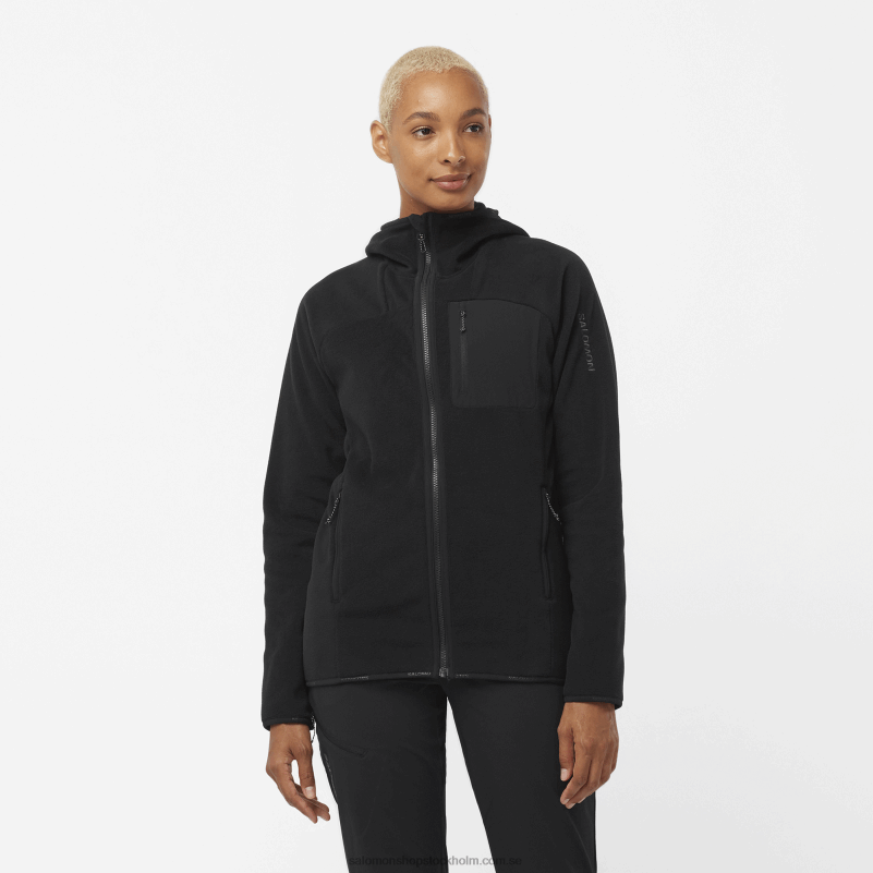 Salomon djup svart huvtröja dam mellanlagerjacka - outline polartec T82RP861