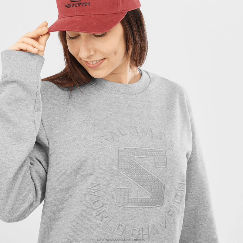Salomon mellangrå/ljung damtröja med crewneck - outlife logotyp sommarljung T82RP869