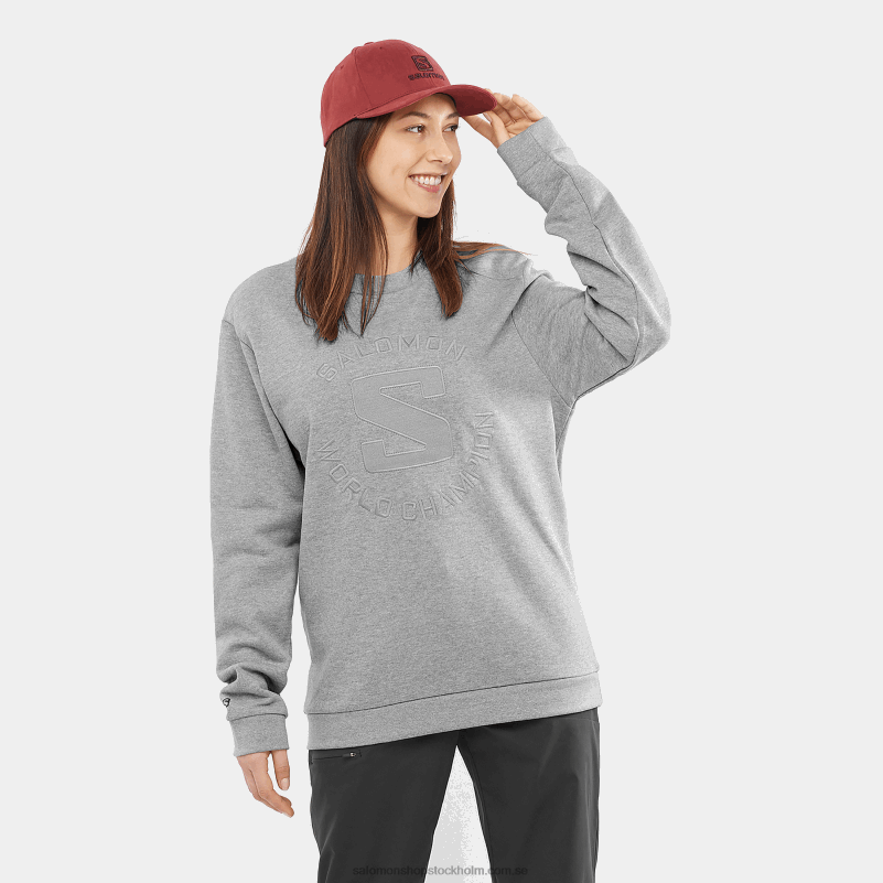 Salomon mellangrå/ljung damtröja med crewneck - outlife logotyp sommarljung T82RP869