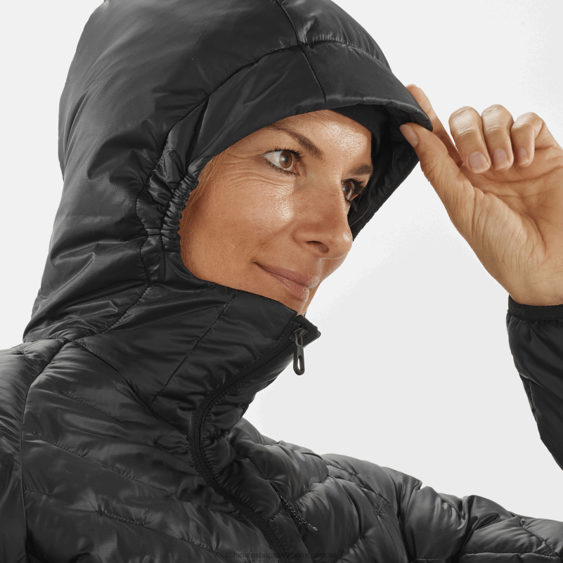 Salomon djup svart luvtröja med isolerad jacka dam - outline primaloft T82RP835