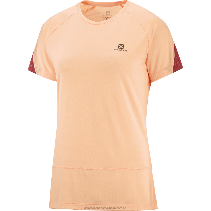 Salomon aprikosis/ljung/cabernet kortärmad dam t-shirt - cross run T82RP891