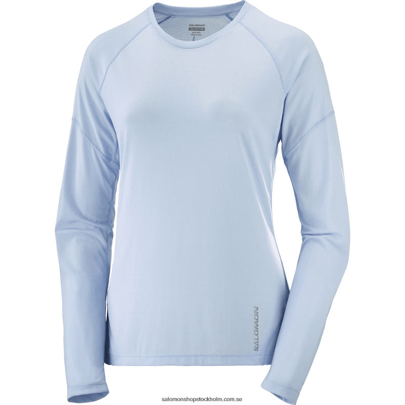 Salomon chambray blå/ljung dam långärmad t-shirt - cross run T82RP914