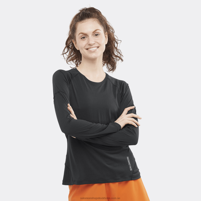 Salomon djup svart/kapsel dam långärmad t-shirt - cross run T82RP918