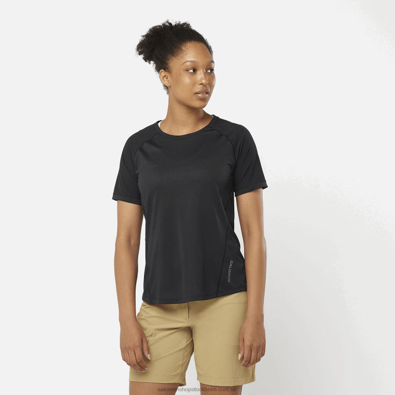Salomon djup svart kortärmad t-shirt för kvinnor - kontur T82RP930