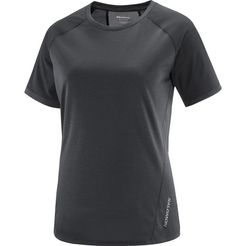 Salomon djup svart kortärmad t-shirt för kvinnor - kontur T82RP930