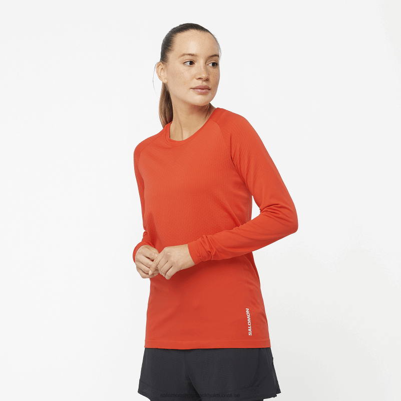 Salomon eldröd Långärmad t-shirt dam - sense aero seamless T82RP909
