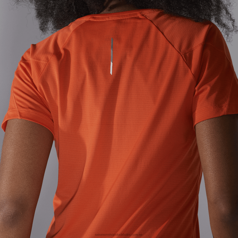 Salomon eldröd kortärmad dam t-shirt - cross run T82RP887