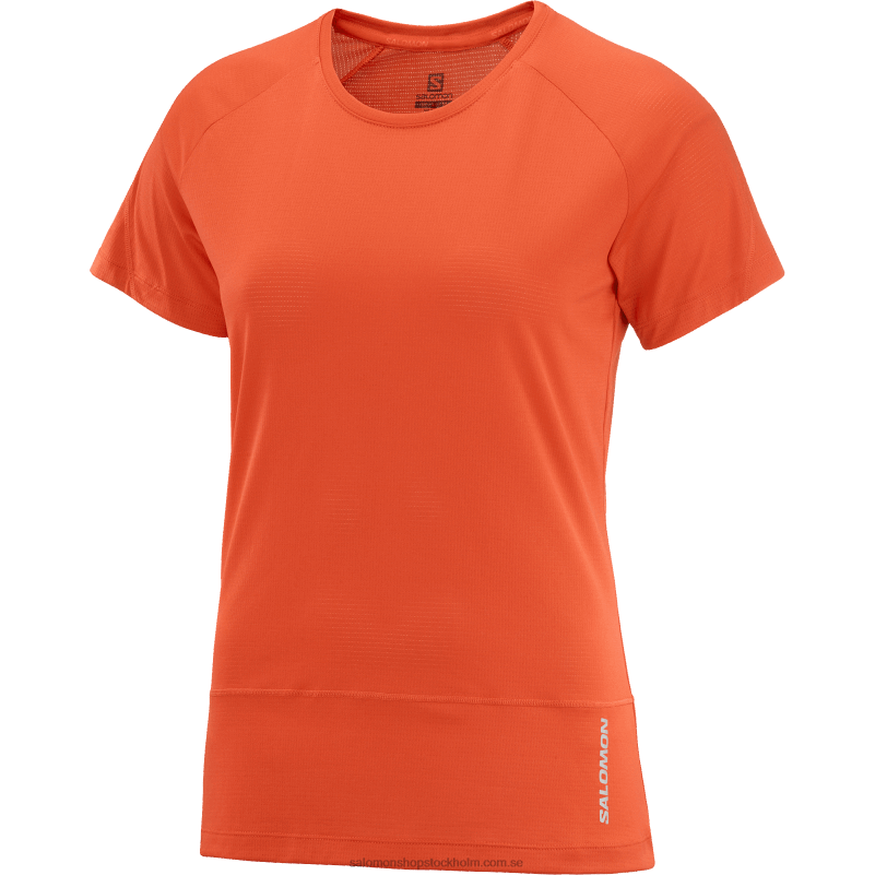 Salomon eldröd kortärmad dam t-shirt - cross run T82RP887