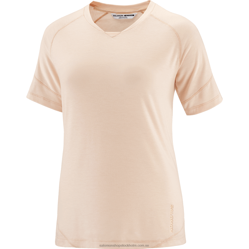 Salomon krämbrun/ljung kortärmad t-shirt för kvinnor - runlife T82RP912