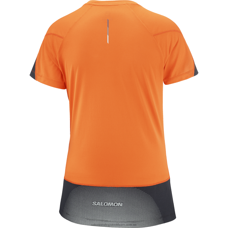 Salomon scarlet ibis/djup svart/nocturne kortärmad dam t-shirt - cross run T82RP886