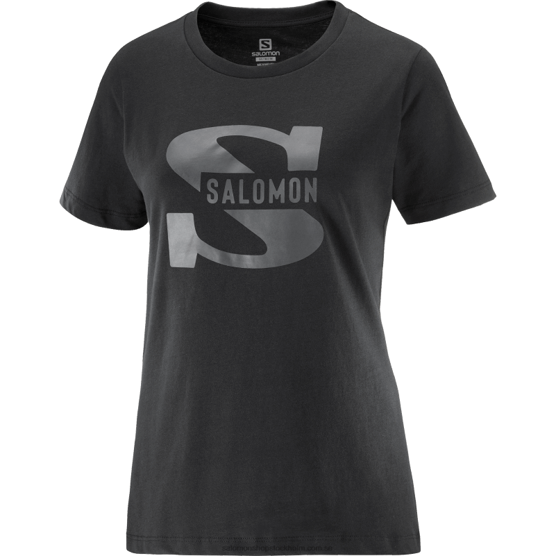 Salomon svart kortärmad t-shirt för kvinnor - outlife stor logotyp T82RP903