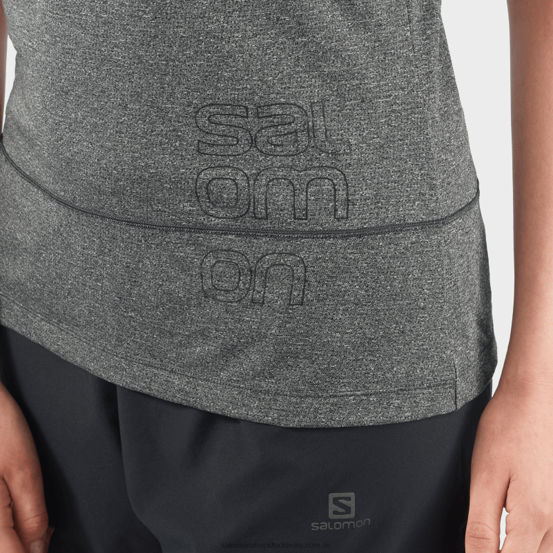Salomon svart/ljung/vit kortärmad dam t-shirt - cross run grafik T82RP892