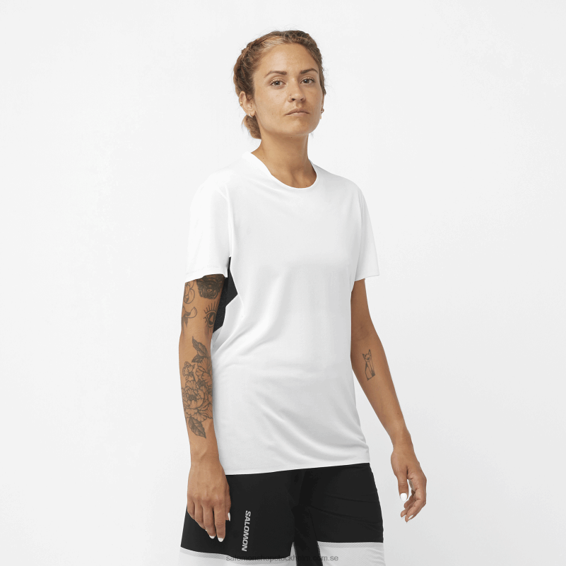 Salomon vit/djup svart kortärmad t-shirt för kvinnor - shortney T82RP911