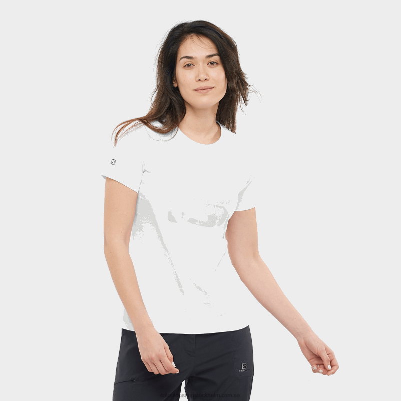 Salomon vit kortärmad t-shirt för kvinnor - outlife stor logotyp T82RP901