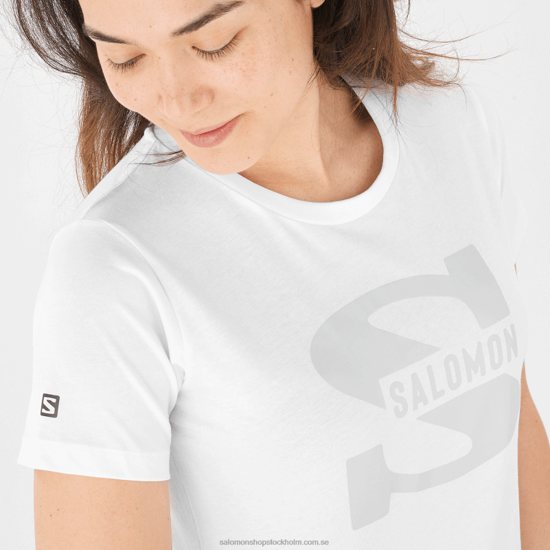 Salomon vit kortärmad t-shirt för kvinnor - outlife stor logotyp T82RP901