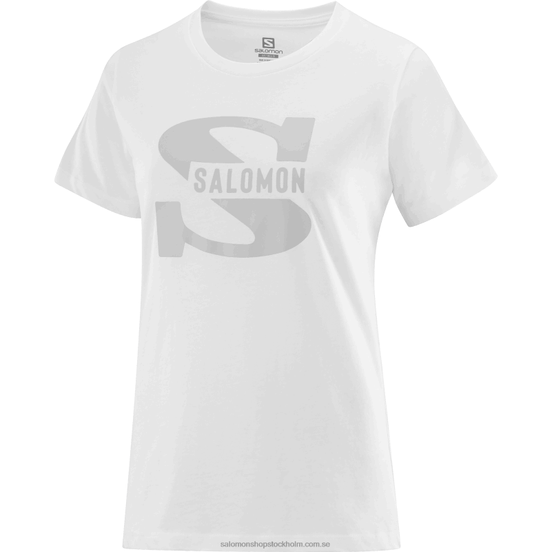 Salomon vit kortärmad t-shirt för kvinnor - outlife stor logotyp T82RP901