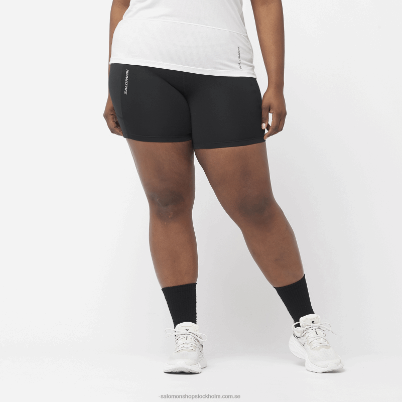 Salomon djup svart korta tights för kvinnor - crossrun 5 T82RP1154