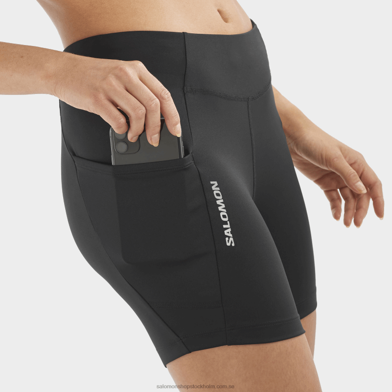 Salomon djup svart korta tights för kvinnor - crossrun 5 T82RP1154