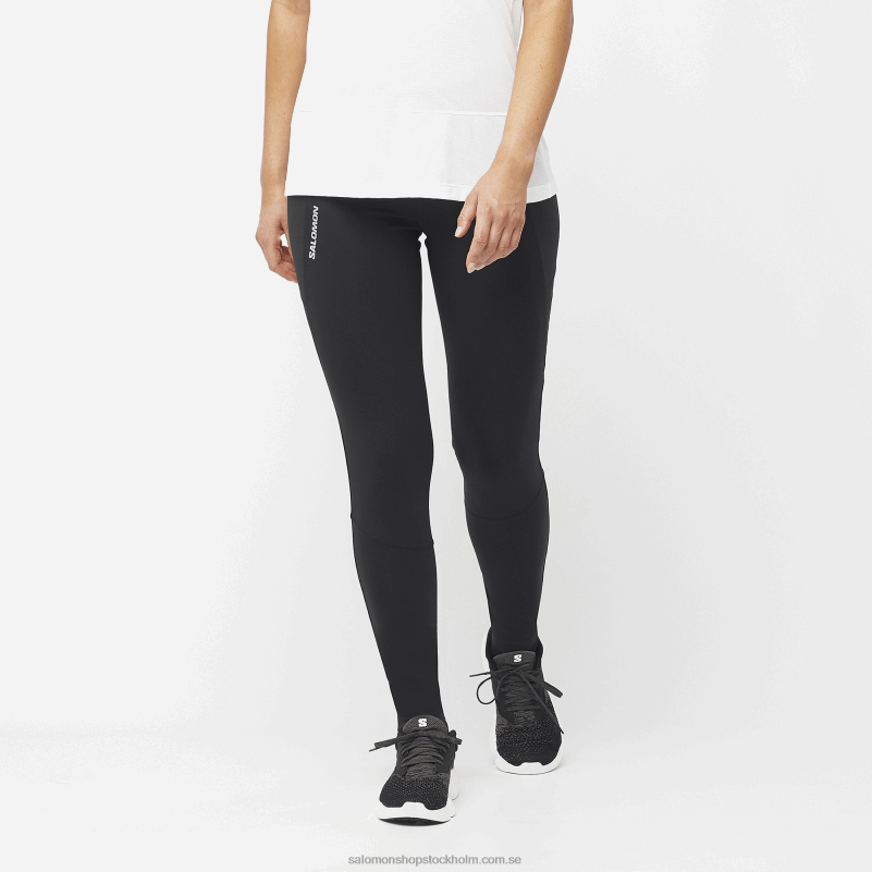 Salomon djup svart strumpbyxor för kvinnor - crossrun 28 T82RP1163