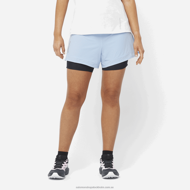 Salomon chambray blå/djup svart shorts för kvinnor - sense aero 2in1 T82RP951