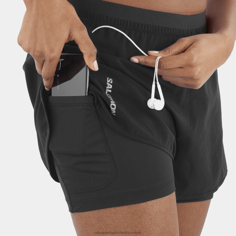 Salomon djup svart damshorts - kors 2in1 T82RP955