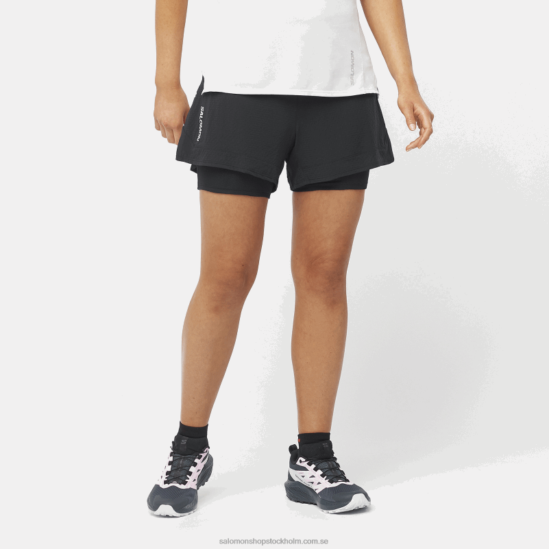 Salomon djup svart shorts för kvinnor - sense aero 2in1 T82RP952
