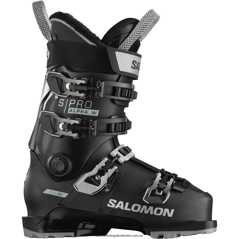 Salomon svart/vit mossa/silver pistkängor för dam - s/pro alpha 80 T82RP1038