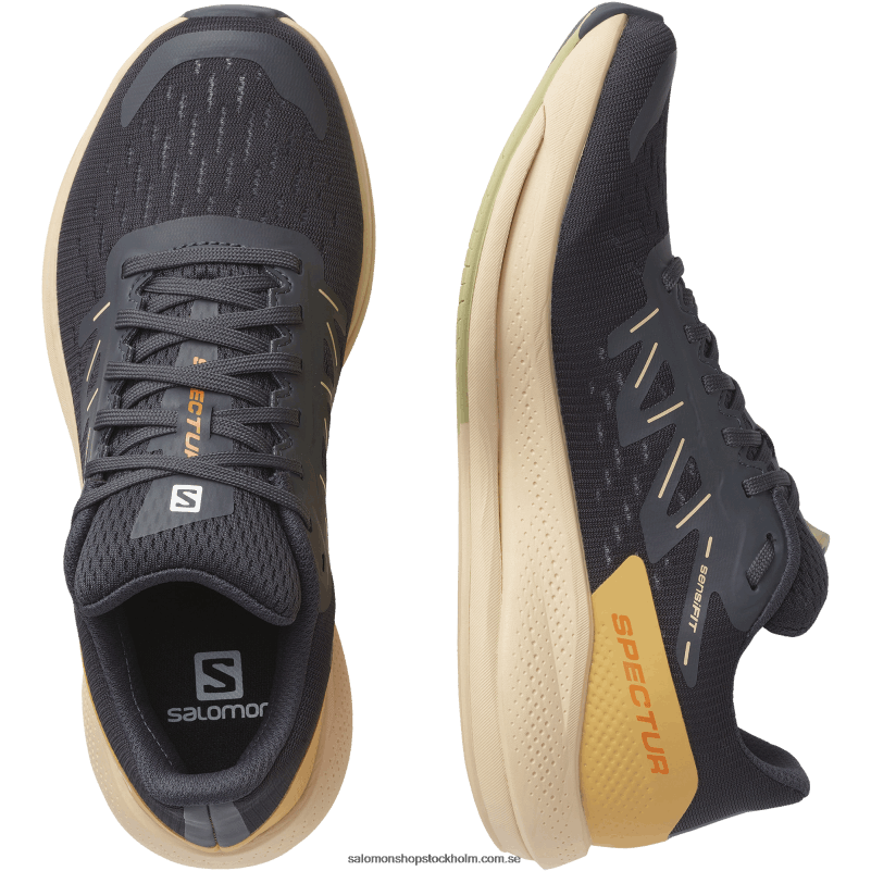 Salomon ebenholts/mandelkräm/purjolök grön löparskor för kvinnor - spectur T82RP749
