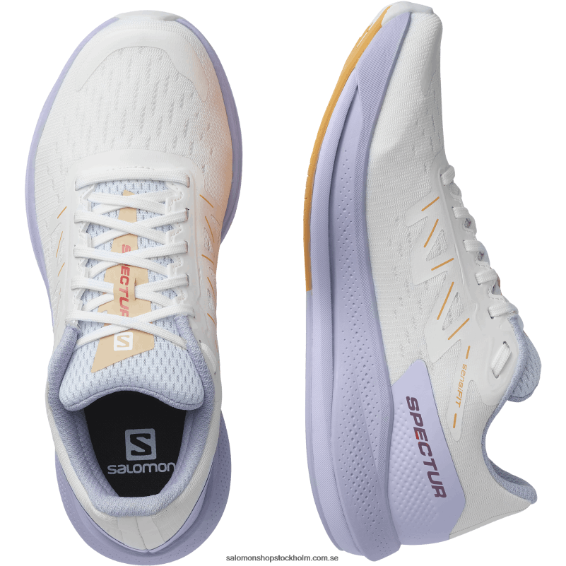 Salomon vit/lila ljung/flammande orange löparskor för kvinnor - spectur T82RP747
