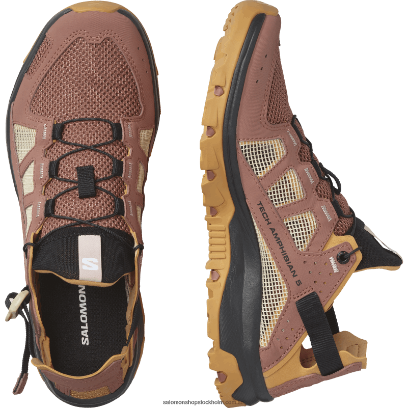 Salomon cederträ/bockskinn/rosa moln vattenskor för kvinnor - techamphibian 5 T82RP789