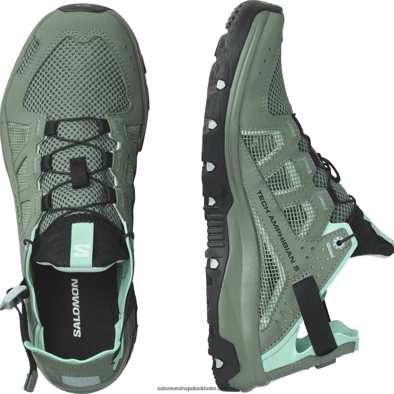 Salomon lagerkrans/arctic ice/marinblå vattenskor för kvinnor - techamphibian 5 T82RP787