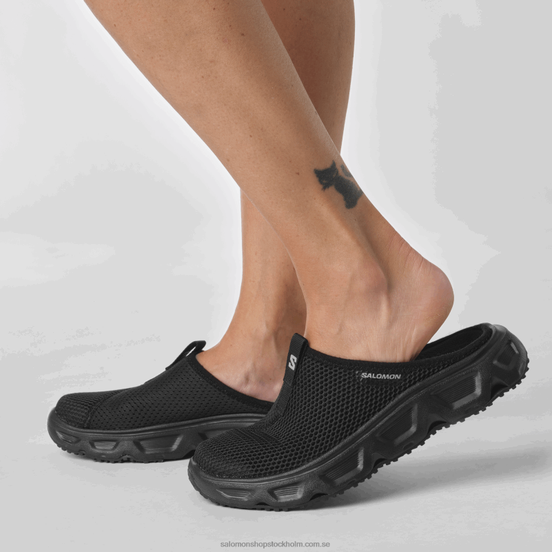 Salomon svart/legering återhämtningsskor för kvinnor - reelax slide 6.0 T82RP1549