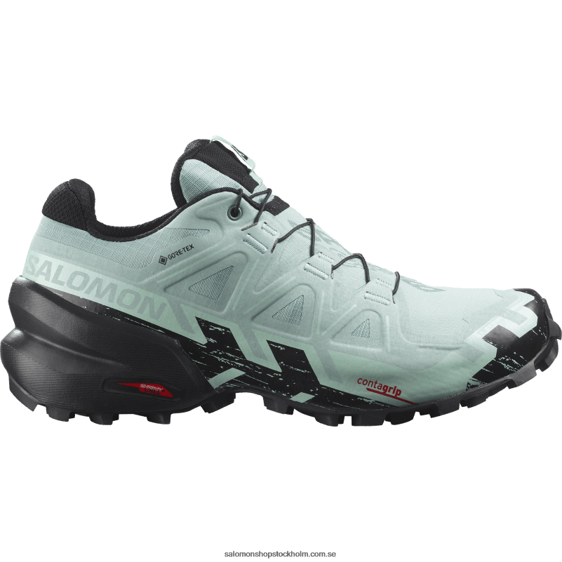 Salomon akvifär/svart/yucca trail löparskor för kvinnor - speedcross 6 gore-tex T82RP1517