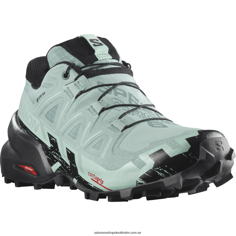 Salomon akvifär/svart/yucca trail löparskor för kvinnor - speedcross 6 gore-tex T82RP1517