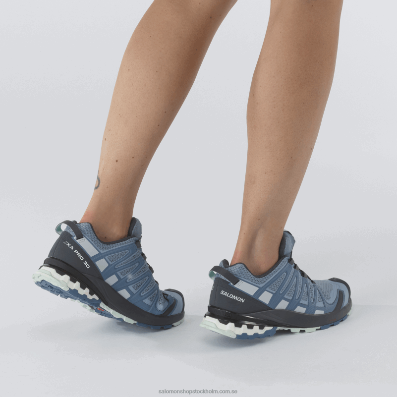 Salomon ashleyblå/ebenholts/opalblå traillöparskor för kvinnor - xa pro 3d v8 T82RP1535