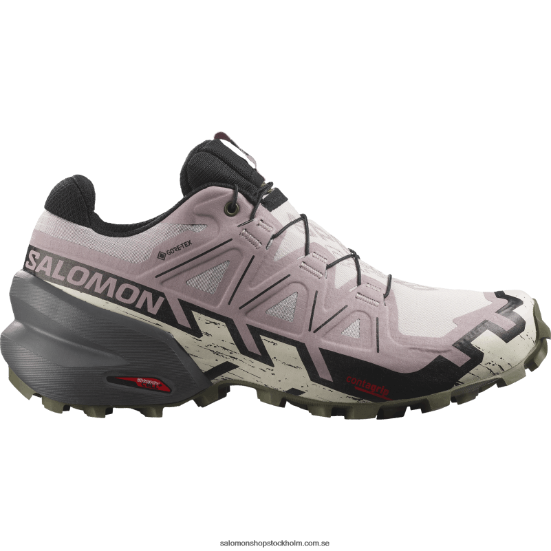 Salomon aska av rosor/svart/olivnatt trail löparskor för kvinnor - speedcross 6 gore-tex T82RP1515