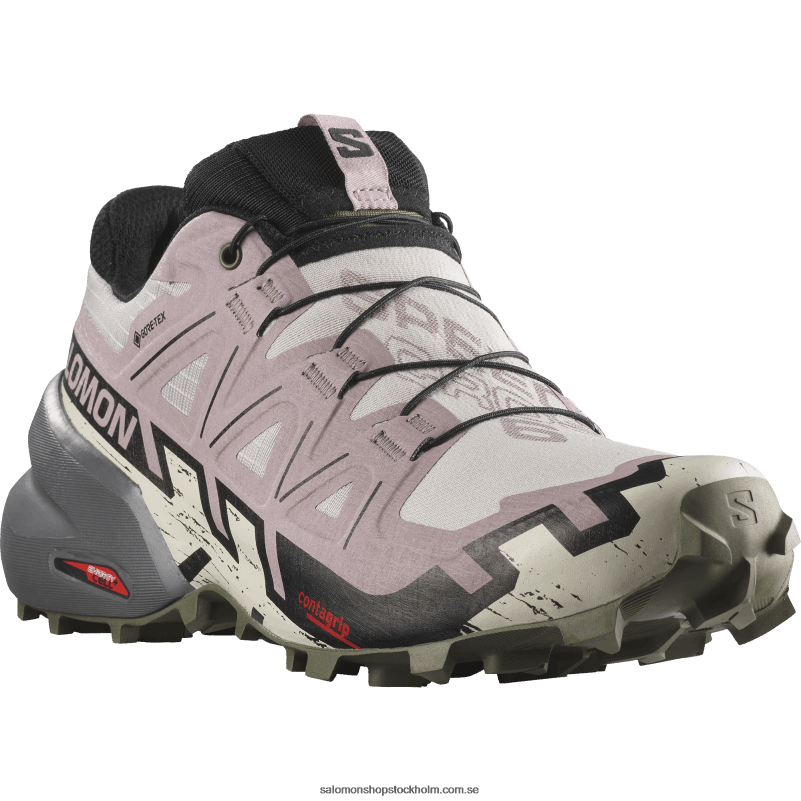 Salomon aska av rosor/svart/olivnatt trail löparskor för kvinnor - speedcross 6 gore-tex T82RP1515