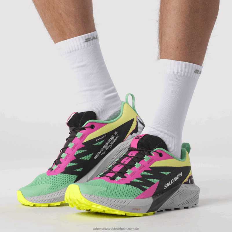 Salomon biscaygrön/fantom/rosa glo damlöparskor - sense ride 5 martina ltd T82RP1502