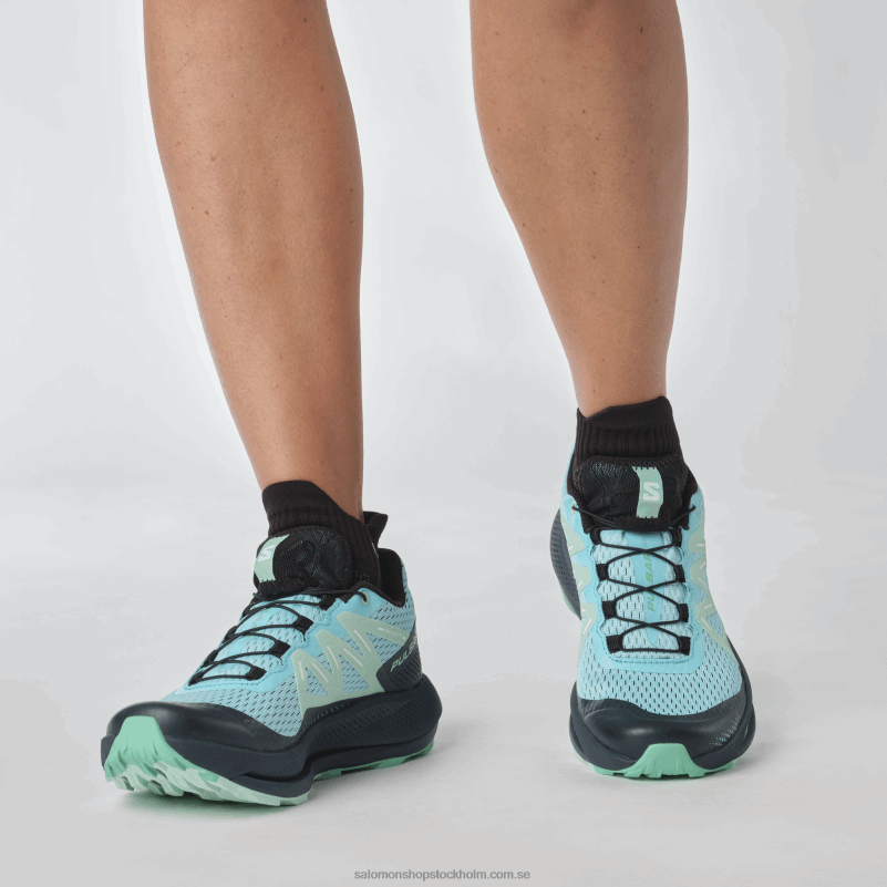 Salomon blå utstrålning/kol/yucca damlöparskor för trail - pulsar trail T82RP1513