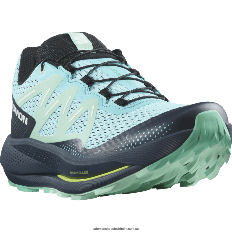Salomon blå utstrålning/kol/yucca damlöparskor för trail - pulsar trail T82RP1513