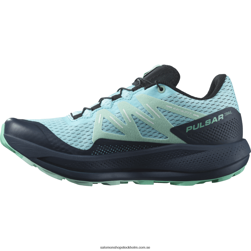 Salomon blå utstrålning/kol/yucca damlöparskor för trail - pulsar trail T82RP1513