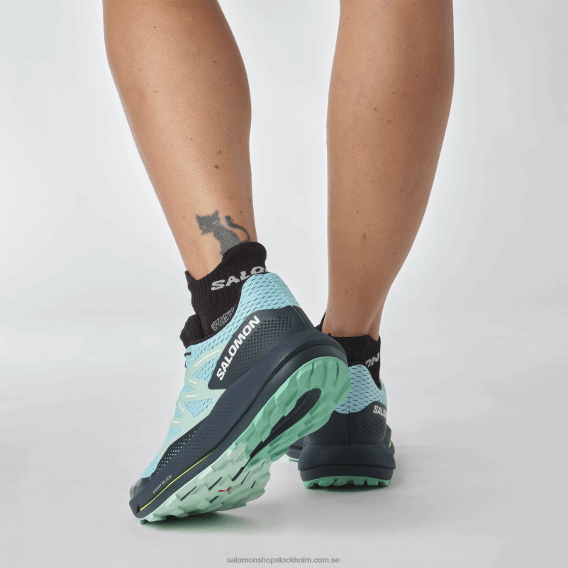 Salomon blå utstrålning/kol/yucca damlöparskor för trail - pulsar trail T82RP1513